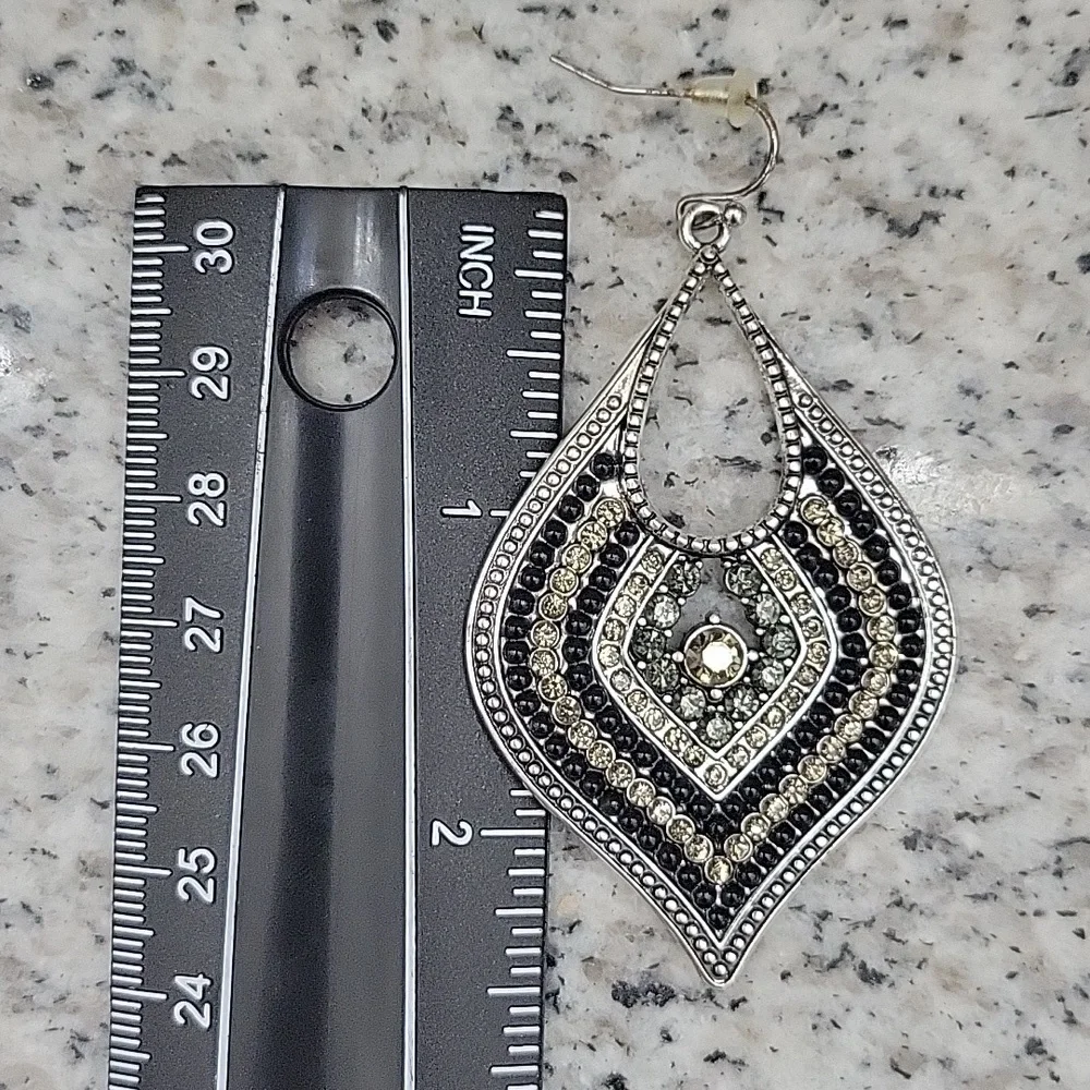 Teardrop Rhinestone Dangle Earrings - Picture 3 of 4